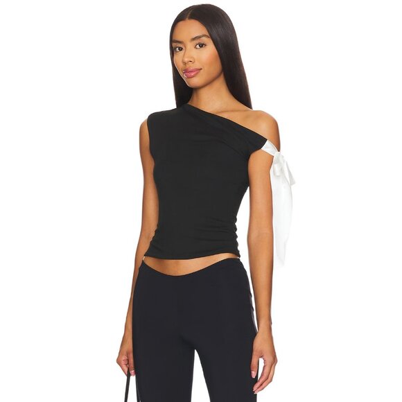 MORE TO COME Raquel Tie Sleeve Top in Black - Picture 2 of 4